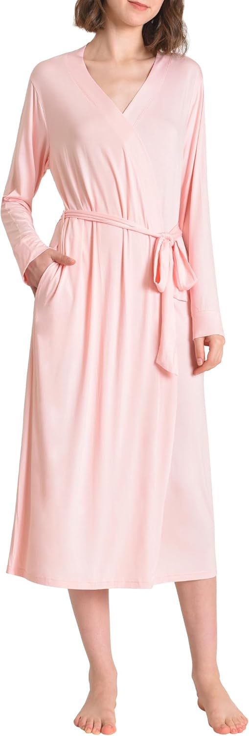 Latuza Women's Viscose Robes Long Sleeves Bathrobe with Pockets