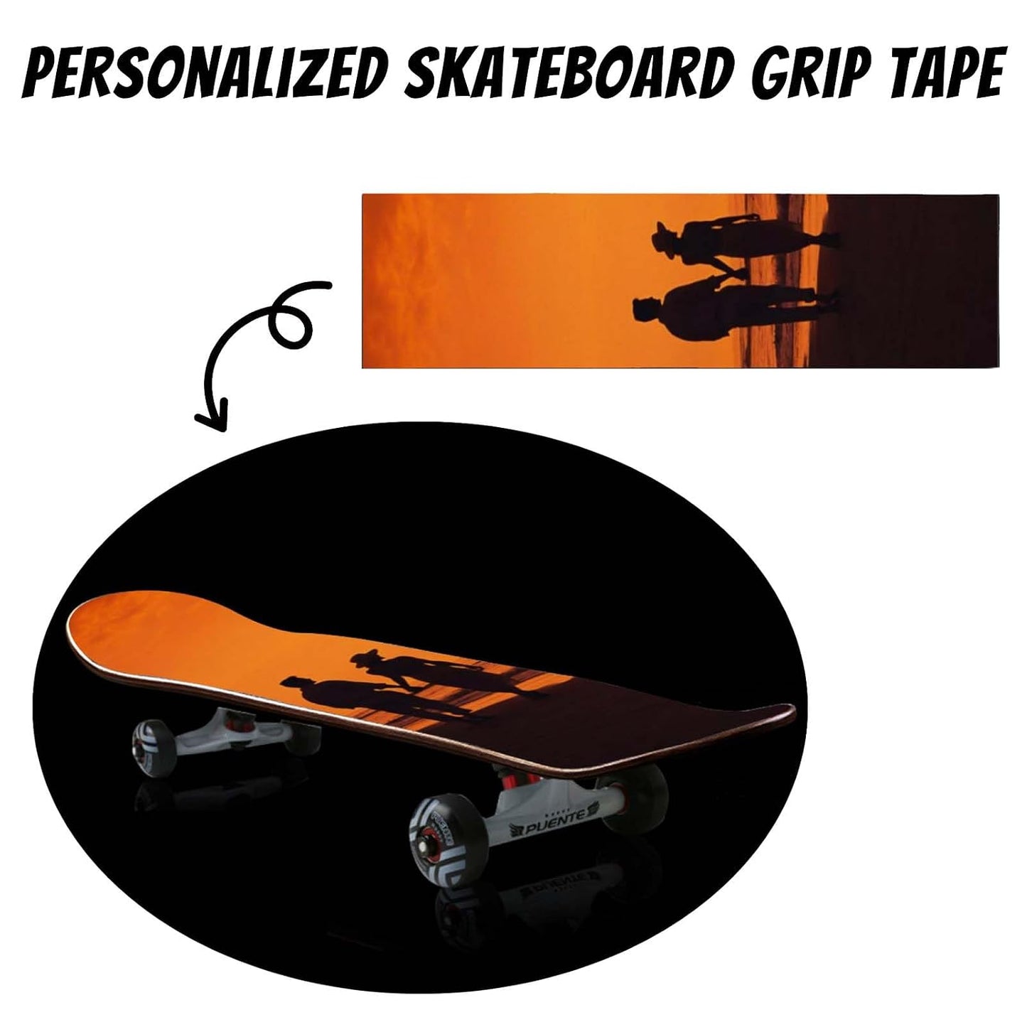 Customized Skateboard Grip Tape Custom Text Picture Scooter Griptape Longboard Stickers for Skateboards Personalized Deck Sandpaper Customize Skateboarding Gifts for Men Women, Light-Pink