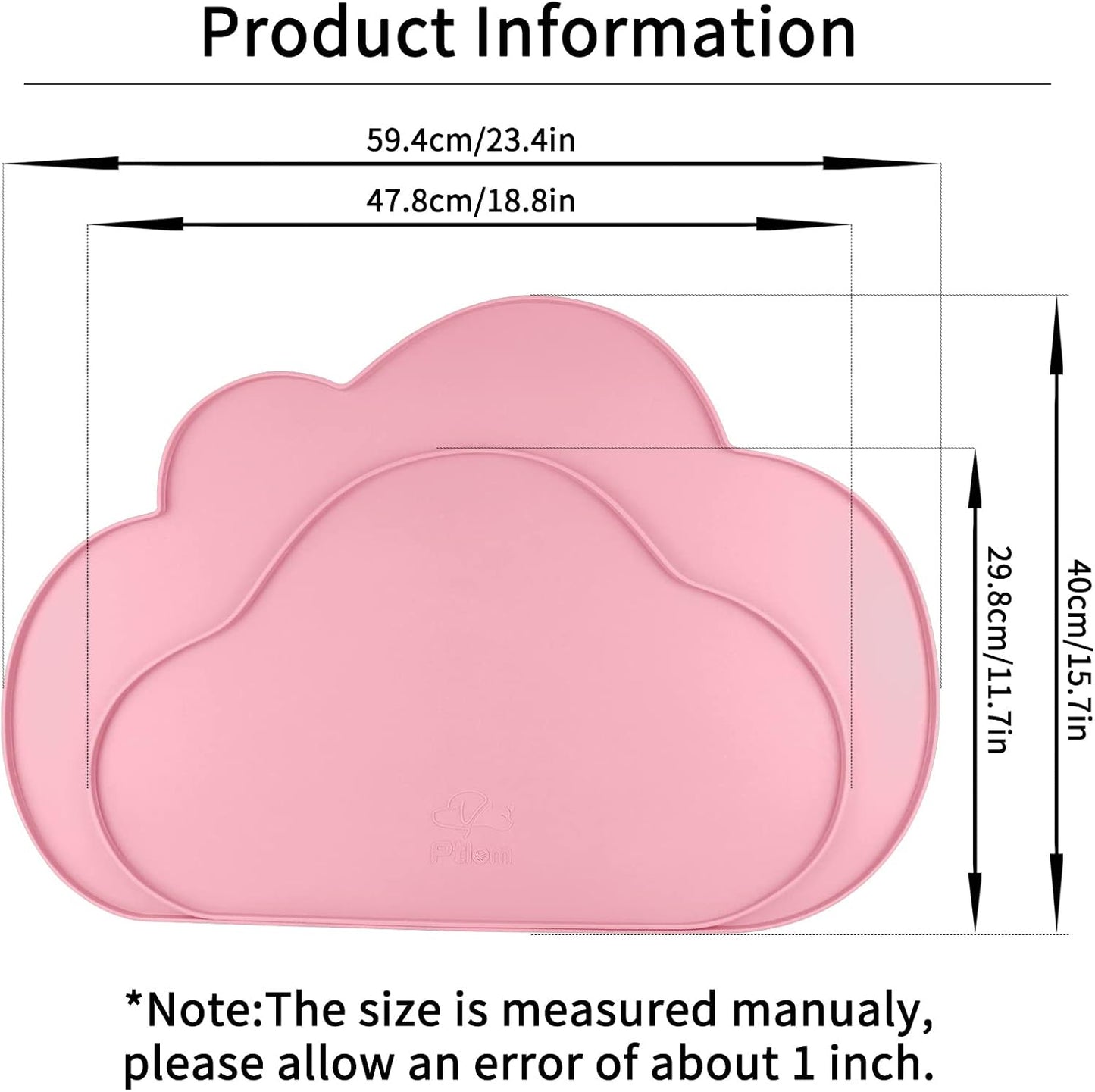 Ptlom Silicone Pet Placemat for Dogs and Cats, Non-Slip Waterproof Dog Feeding Bowl Mats for Food and Water, Small Medium Large Pet Puppy Tray Mat Prevent Residues from Spilling onto The Floor, Pink