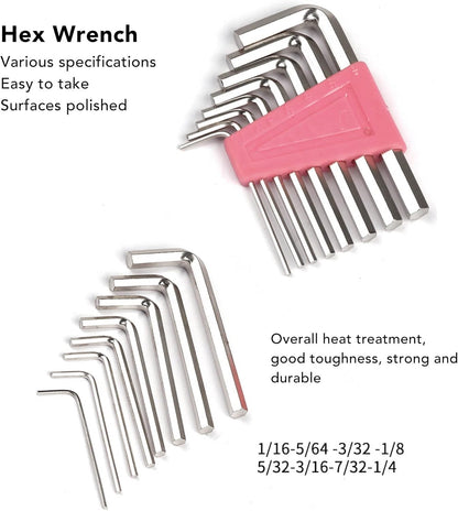 39 Piece Household Tool Kit for Maintenance and Repair - Pink and Black Hand Tool Set Including Claw Hammer Screwdriver Hex Wrench Pliers Tape Measure and Utility Knife with