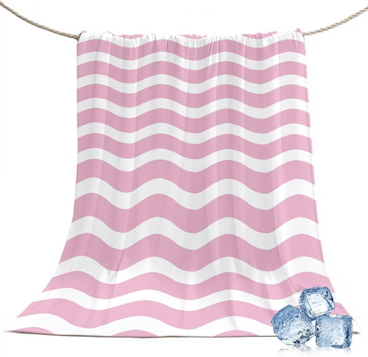 40"x60" Lap Cooling Blanket Pink Striped Ice Silk Lightweight Breathable Soft Summer Blanket for Hot Sleepers Couch Bed Sofa Camping Water Ripple