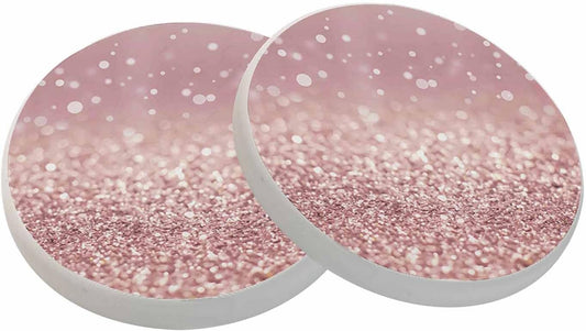 oFloral Rose Gold Coasters for Drinks Luxury Glitter Hazy Dreamlike Cups Place Mats for Home Decor Set of 2, 4 Inch