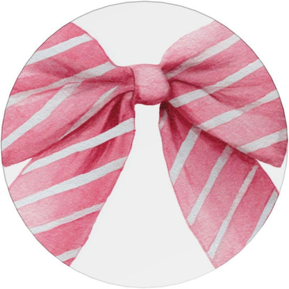 Light Pink Watercolor Bow with White Stripes Ceramic Coasters with Holder Set of 6 Coffee Cup Drink Coasters