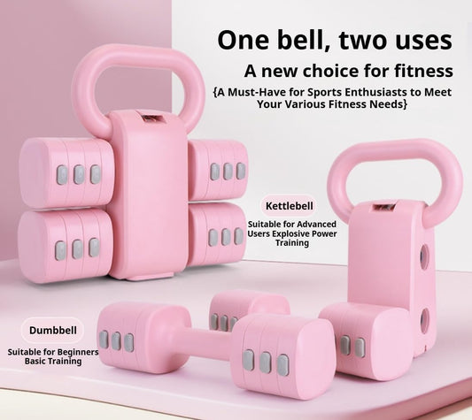 Adjustable Dumbbell Set of 2, 4 in 1 Free Weights for Women with Fast Adjustment, Home Gym & Outdoor Exercise Training, Includes 2.2lb 3.3lb 4.4lb 5.5lb Hand Weights, Compatible with Kettlebells