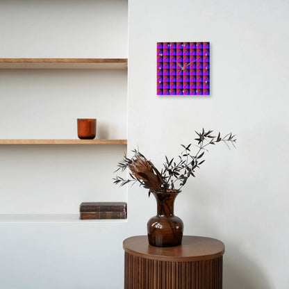 3dRose Coral Pink and Classic Blue Checkered Pattern 15x15 Wall Clock