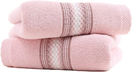 YiLUOMO Pink Hand Towels 100% Cotton Soft Absorbent Summer Decorative Textured Striped Decorative Hand Towel for Bathroom 13 x 29 Inch, 2 Pieces