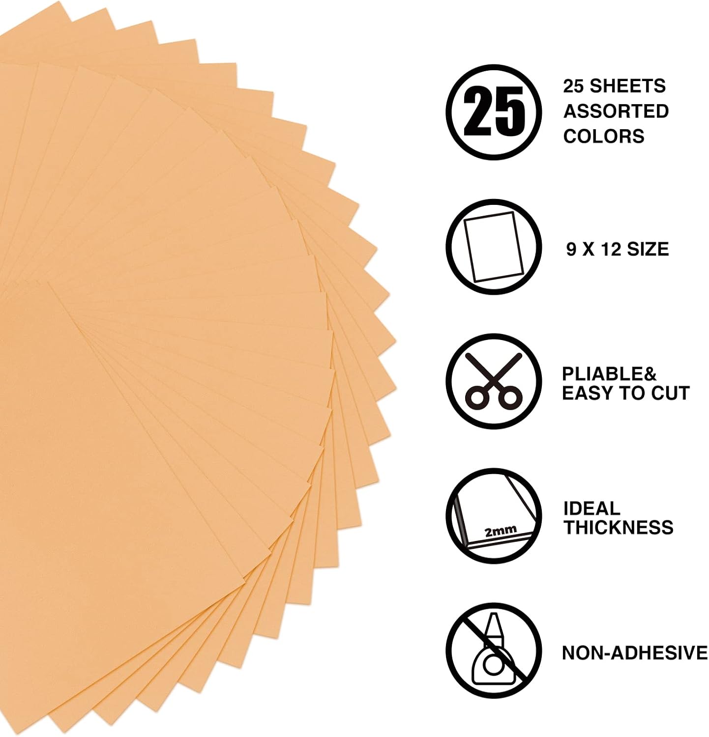9 x 12 Inch Peach Foam Sheets Crafts, 2mm Thick. 25 Pack Premium Peach Foam Papers Set, for Crafting,DIY Project,Classroom, Scrapbooking, 3D Card Making