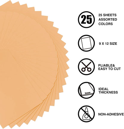 9 x 12 Inch Peach Foam Sheets Crafts, 2mm Thick. 25 Pack Premium Peach Foam Papers Set, for Crafting,DIY Project,Classroom, Scrapbooking, 3D Card Making