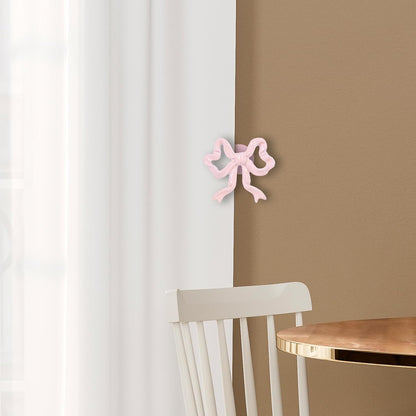 Whaline 2Pcs Valentine' s Day Pink Bow Curtain Holdbacks Wall Mounted Bow Knot Curtain Hold Backs Coquette Metal Holders for Home Office Living Room Bedroom Decor