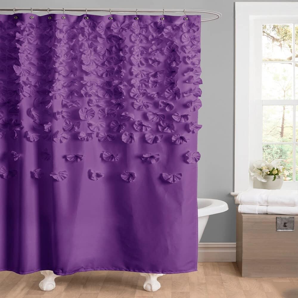 Lush Decor Lucia Shower Curtain 72" W x 72" L, Blush - Bathroom Curtain - Coquette Decor - Flower Shower Curtains - Pink Fabric Shower Curtains