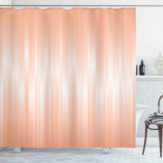 Ambesonne Abstract Art Shower Curtain, Vertical Color Bands Stripes Lines Vintage Dramatic Digital Illustration, Cloth Fabric Bathroom Decor Set with Hooks, 69" W x 84" L, Peach White