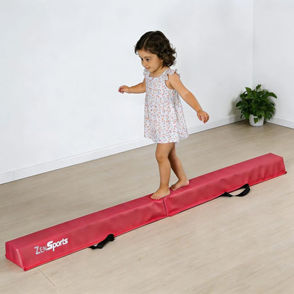 ZENY 6ft Folding Gymnastics Balance Beam Foam Floor Balance Beam Bar with Anti-Slip Base Walking Beams Home Gymnastics Equipment for Kids Adults