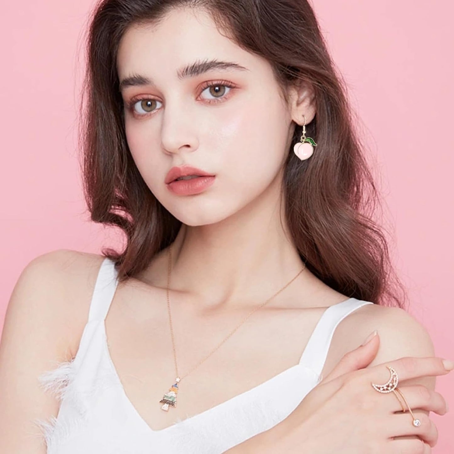 yueton 40PCS Enamel Alloy Charms: Dainty Pink Peach Pendants for Jewelry Making