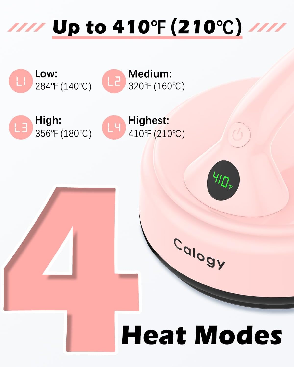 Calogy Mini Heat Press, Small Round Heat Press Machine 5" Diameter, Portable Iron 4 Levels Temp Max 410℉ for Heating Transfer Sublimation Crafts, DIY Coaster, Bag, Pillow, Ceramic (Baby Pink-5IN)