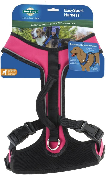 PetSafe EasySport Dog Harness Adjustable Padded Dog Harness with Control Handle and Reflective Piping Medium, Pink