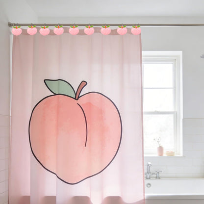 Whaline 12Pcs Peach Shower Curtain Hooks Decorative Shower Rod Rings Cute Fruit Resin Curtain Hanger Hooks for Summer Living Room Bedroom Bathroom Decor