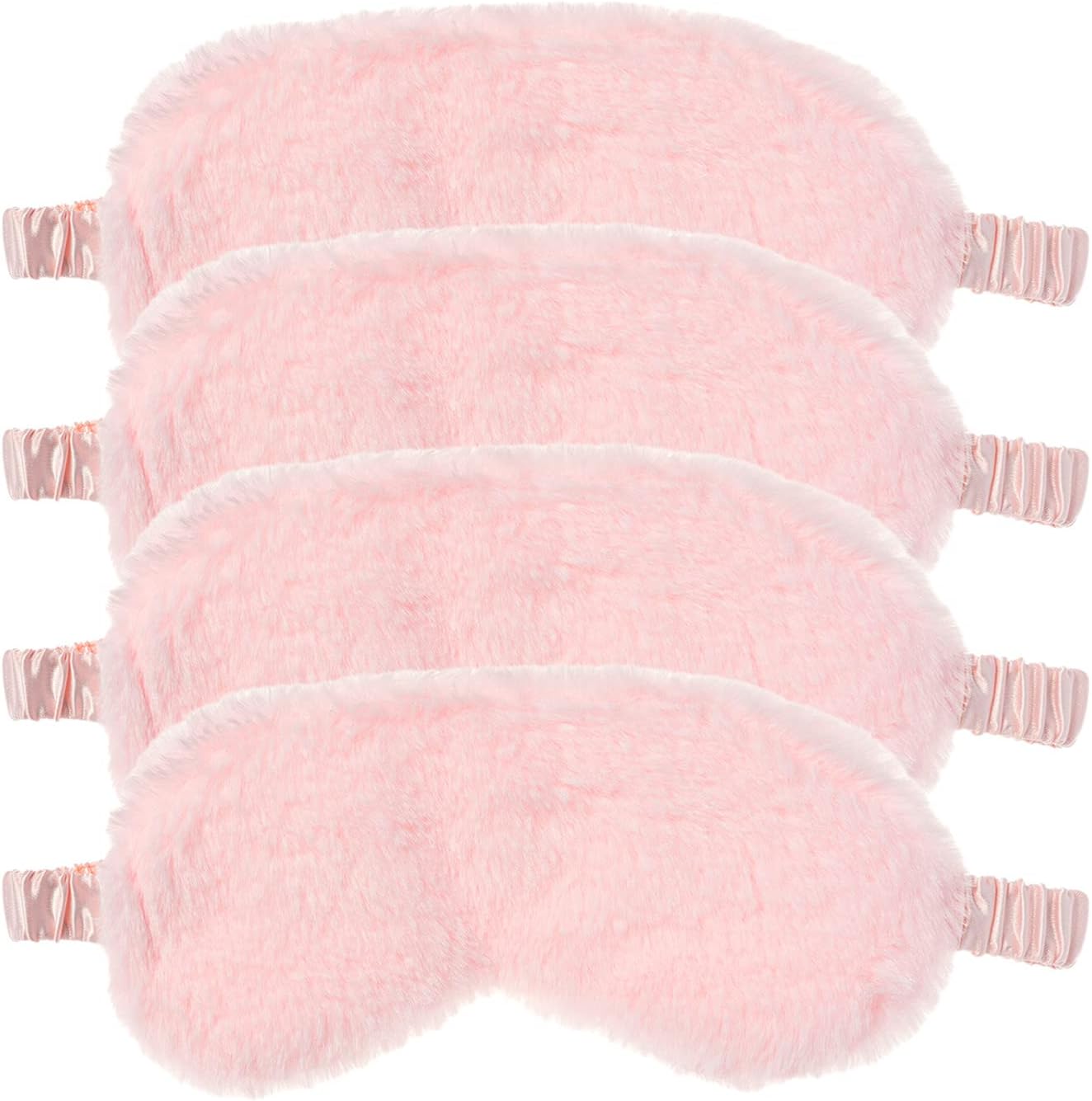 RAYNAG 4 Pack Plush Eye Mask Soft Sleeping Blindfold Eye Cover for Sleepover Gift Birthday Party Favors, Comfortable Silky Fabric on The Back, Cozy, Downy and Soft (#64 Light Pink)