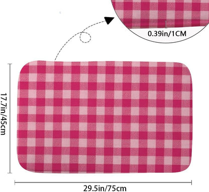 Front Door Rug Romantic Bright Pink Checkered Bathroom Toilet Rugs Bath Tub Mat Outside Door Mats Protect Floor Trap Water Anti-Slip Ultra-Soft Household Rv Users Shower Rustic Bathroom Decor 18X30in