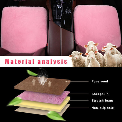 Ohleats Sheepskin Car Seat Cushion, Comfortable Soft Fur Wool Auto Front Seat Cover, Vehicle Seat Protector Pad for Warm Winter Office Chair, Universal Decor Car Accessories (Pink)