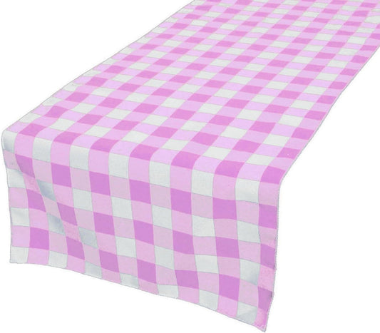 lovemyfabric Gingham Checkered Cotton Print Light Weight Table Runner/Table Accessories Decorative Table Top Wedding Party Event Modern Home Décor (12"X60", Pink)