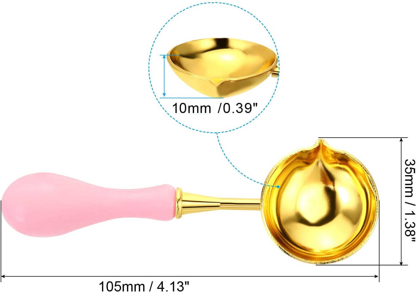 PATIKIL 4" Wax Seal Spoon, Wax Sealing Melting Spoon Brass Vintage Wooden Handle for Wax Seal Stamp Envelope Art Craft, Pink/Golden