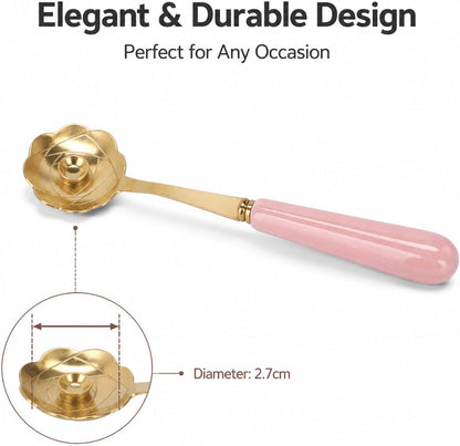 Flower Shaped Teaspoon with Pink Handle, Stainless Steel Tableware, 5.1 Inch Dessert Spoon - Comfortable Grip, Elegant Rose Design, Ideal for Ice Cream and Tea (Pink Handle)