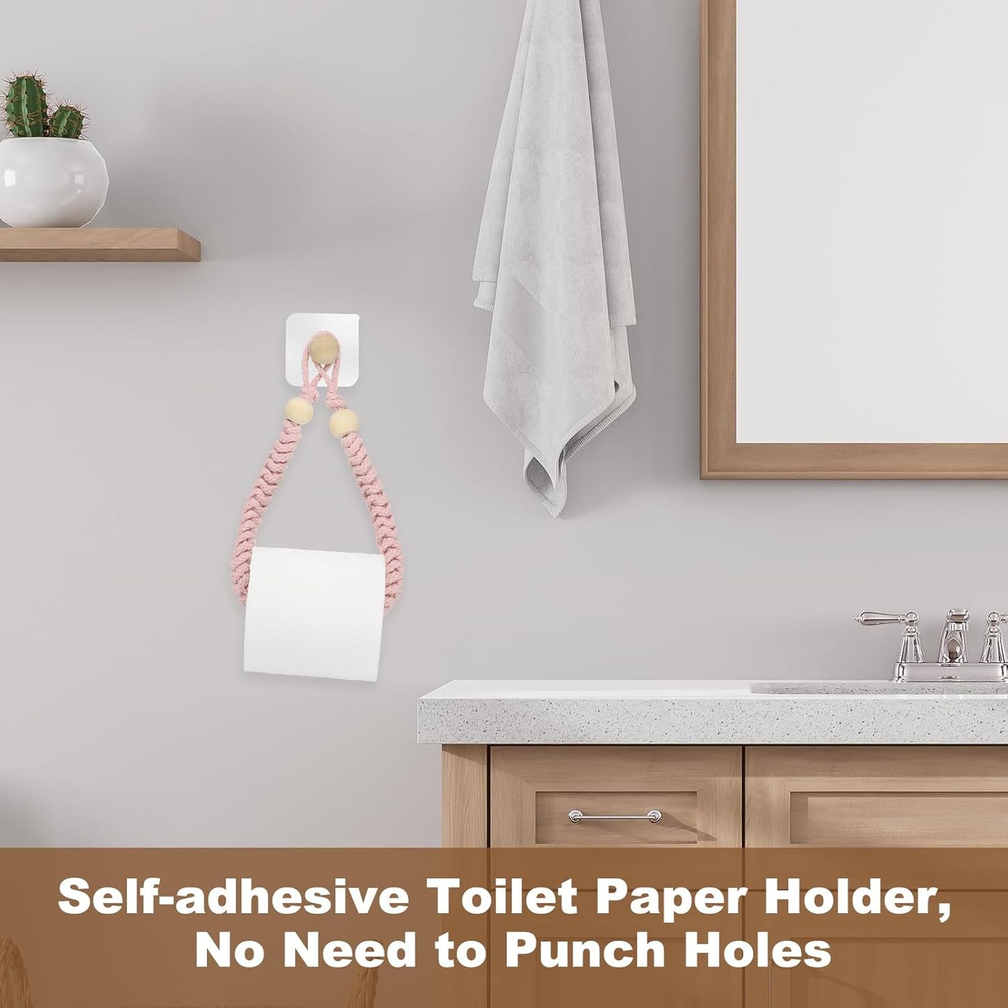 uxcell Toilet Paper Holder, Toilet Tissue Holder Wall Mounted Towel Rings for Home Bathroom Decoration Pink