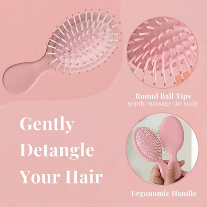 6 Pack Mini Hair Brush Bulk, Wet Hair Brush for Travel, Mini Brush for Most Hair Types, Travel Brushes, Bridesmaid Gifts, Pink