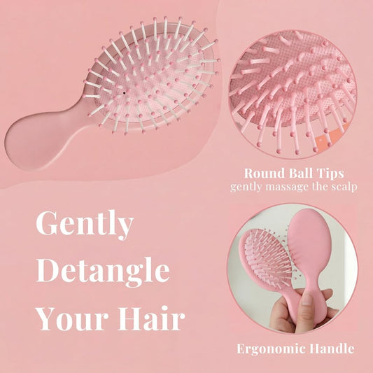 6 Pack Mini Hair Brush Bulk, Wet Hair Brush for Travel, Mini Brush for Most Hair Types, Travel Brushes, Bridesmaid Gifts, Pink