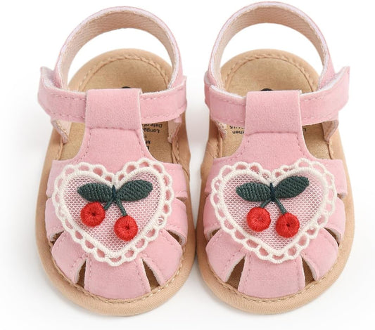 Infant Baby Girls Summer Sandals with Flower Bowknot Soft Sole Wedding Dress Flats Newborn First Walkers Crib Dress Shoes