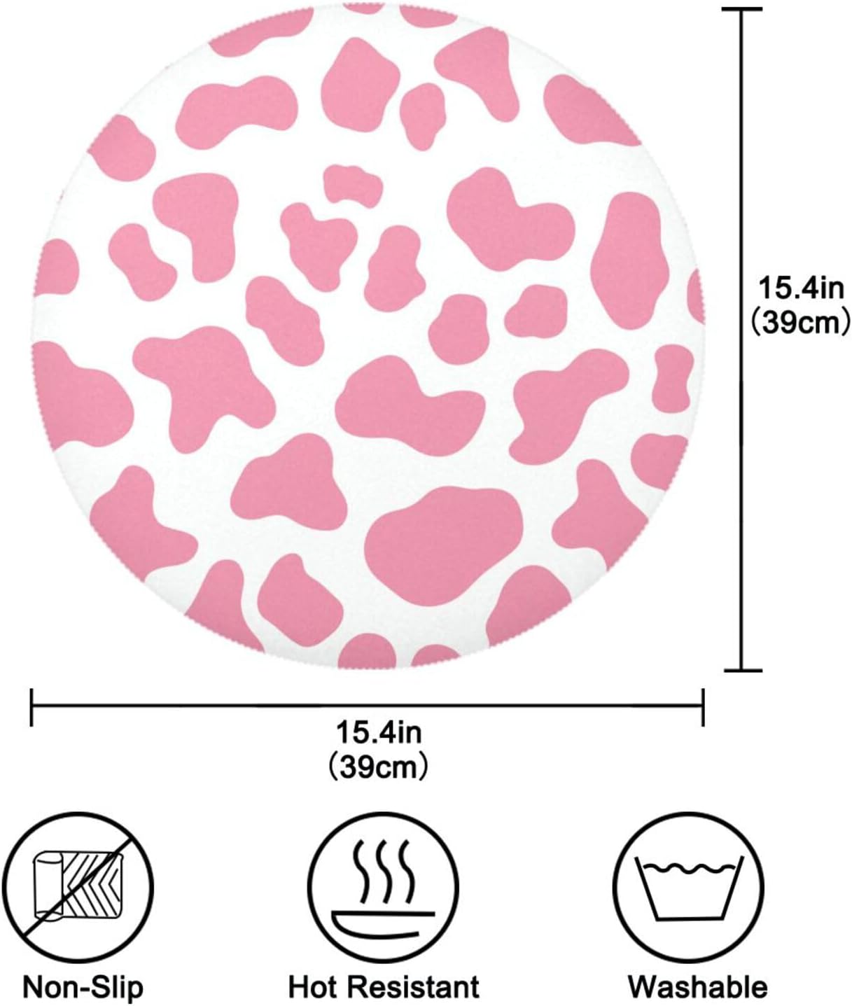 Peach Cow Pattern placemates round waterproof place mat christmas porta platos para mesa 15.4x15.4in set of 6