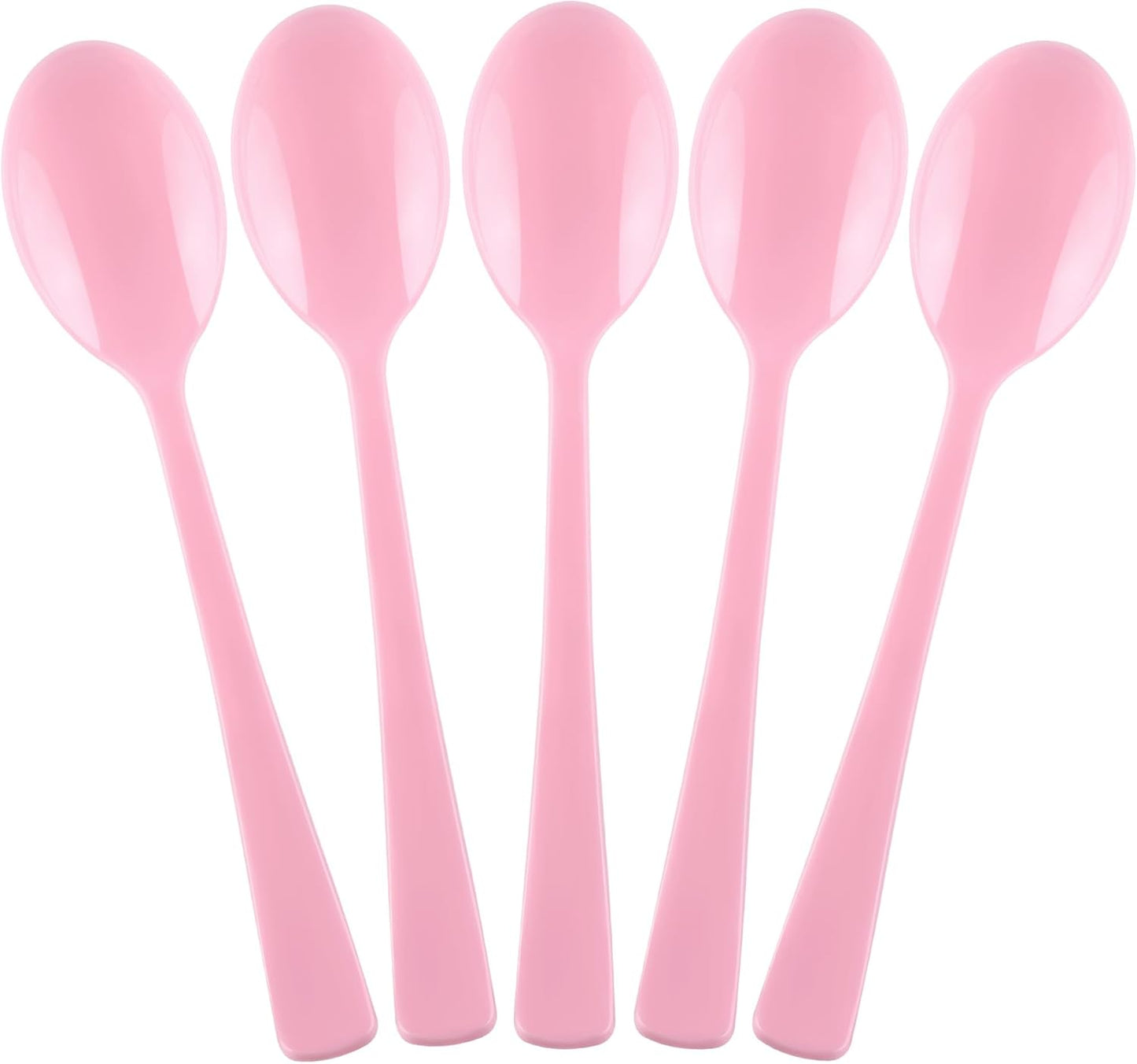 Kochorie Pink Plastic Spoons 180 Pack, Heavy Duty Disposable Utensils, 6.8 Inch Bulk Party Pink Spoons Cutlery Set for Brithday Wedding Baby Shower Bridal Showe Garden Party Silverware Tableware