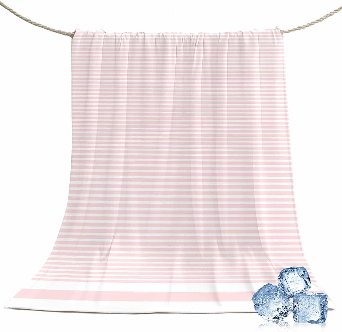 Cooling Blanket for Hot Sleepers Pink Stripe Lightweight Breathable Double Sided Summer Blanket Stripe Pink White Cooling Throw Blanket for Couch Bed Night Sweats 30"x40"
