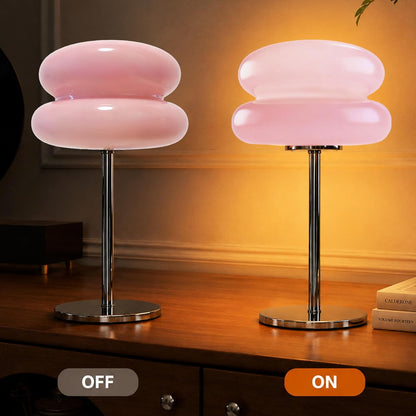 Bedroom Mushroom lamp, Medieval Modern Bedside Table lamp, dimmable Retro Egg Tart Headlight, Unique Home Mushroom Decoration Aesthetic Lovely Living Room Desk lamp (Pink)
