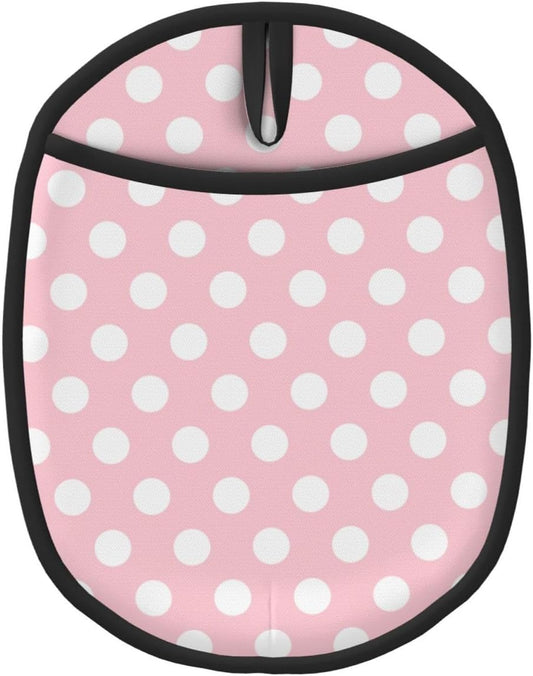 Light Pink Polka Dot Print Pot Holders for Kitchen 1 PC - Heat Resistant Oven Mitts Hot Pads with Pocket, Silicone Pot Holders with Hanging Loop, Non Slip Potholders for Kitchen Baking Cooking