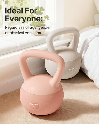 YOTTOY Soft Kettlebell for Home Workouts, Anti-Slip Wide Handle Strength Training Kettlebells, Cushioned Base for Safety - Ideal for Men, Women & Beginners