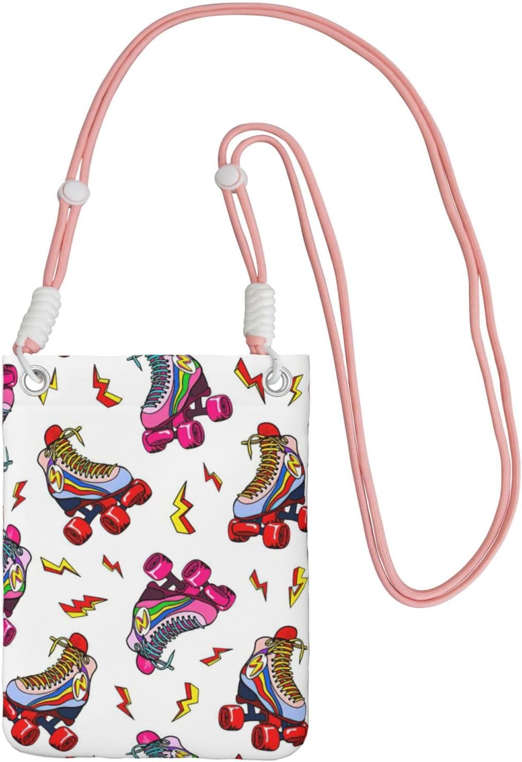 Colorful Roller Skates Print Small Crossbody Bags for Women Lightweight Phone Bag Purses Adjustable Strap