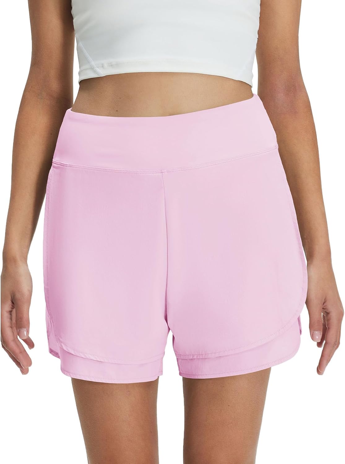 M MAELREG Women's 2 in 1 Golf Shorts 4" Inseam, High Waisted Tennis Running Athletic Spandex Underneath Liner 3 Pockets