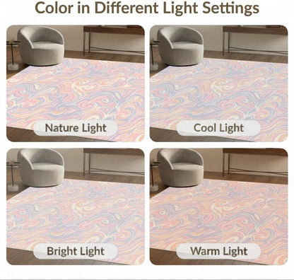 5'x7' Washable Abstract Abstract Area Rug, Blush Pink Flatwoven Floor Covering for Dining Room, Under Table, Home Office, Non-Slip Chair-Friendly Carpet | Ref:2091694