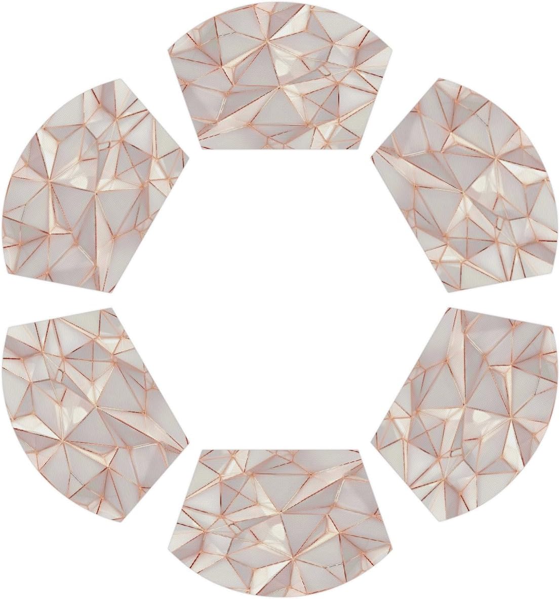 Rose Gold Marble Wedge Placemats Set of 6 Heat Resistant 6 Wedge Place Mat Wipeable Washable Plastic PVC Dinner Table Mats for Indoor Kitchen Party Dining Table
