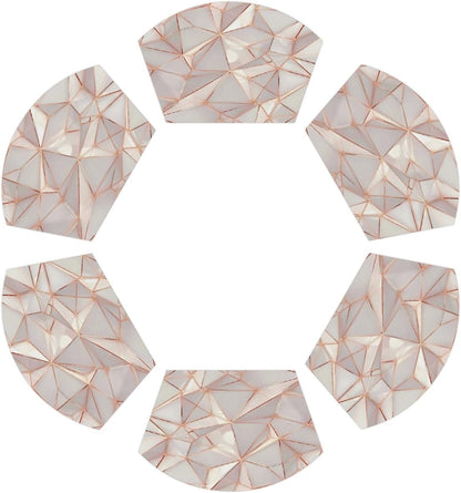 Rose Gold Marble Wedge Placemats Set of 6 Heat Resistant 6 Wedge Place Mat Wipeable Washable Plastic PVC Dinner Table Mats for Indoor Kitchen Party Dining Table