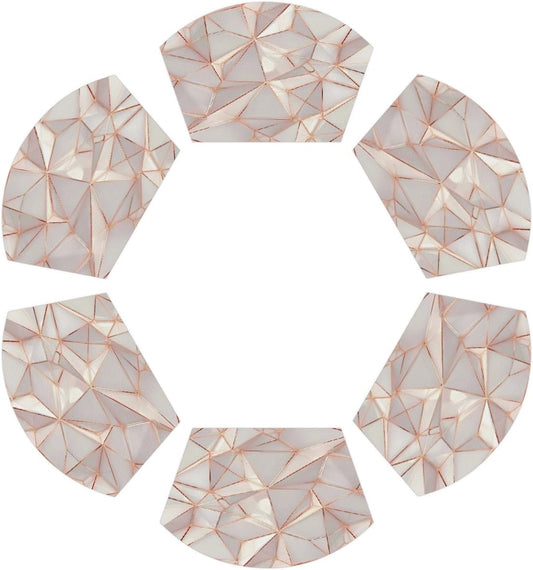 Rose Gold Marble Wedge Placemats Set of 6 Heat Resistant 6 Wedge Place Mat Wipeable Washable Plastic PVC Dinner Table Mats for Indoor Kitchen Party Dining Table