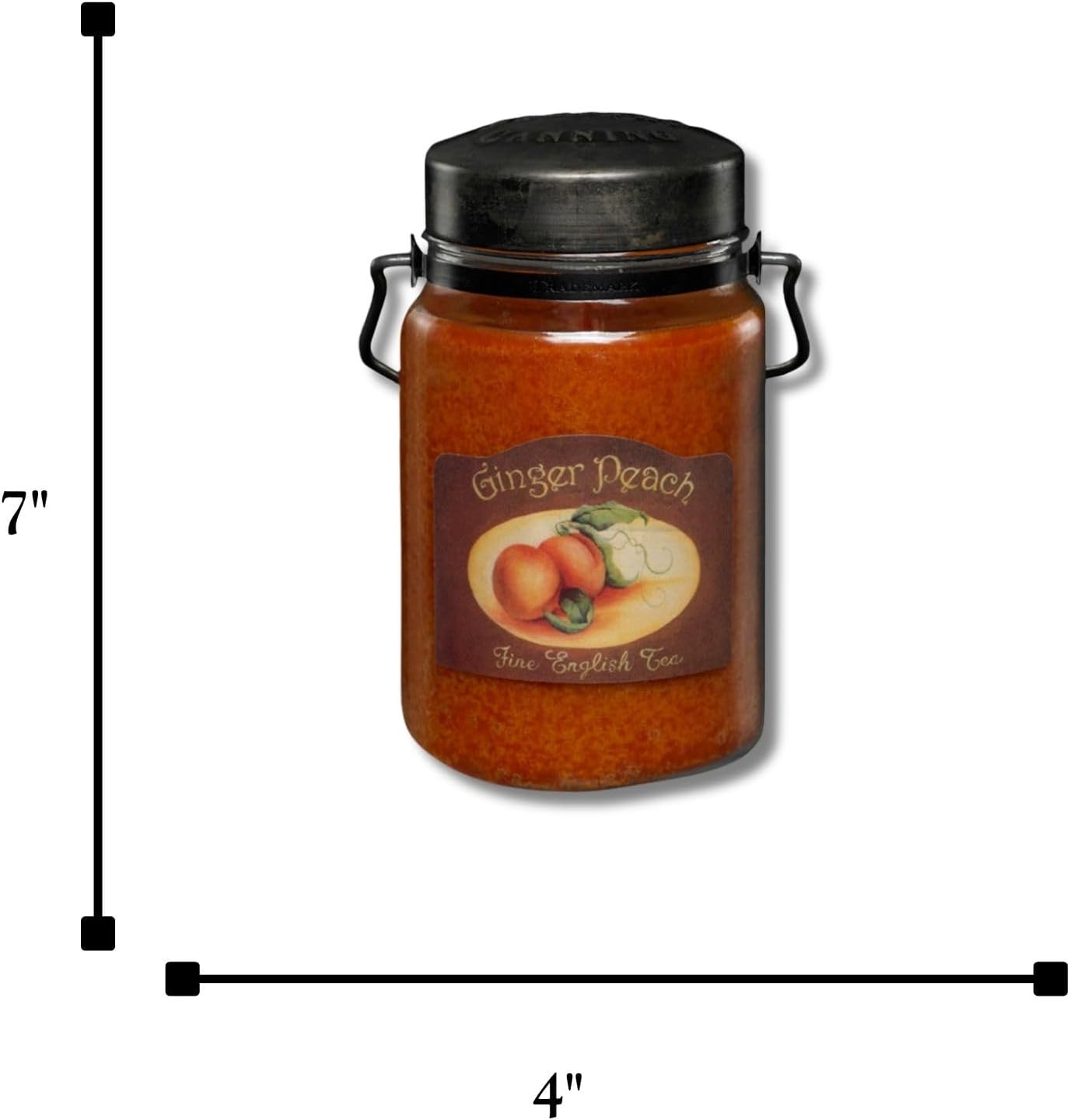 McCall’s Candles | Ginger Peach | 26 oz Scented Candle | USA-Poured | Vintage Rustic Jar with Carrying Handle | Sweet Peach, Brown Sugar & Ginger Spice Fragrance