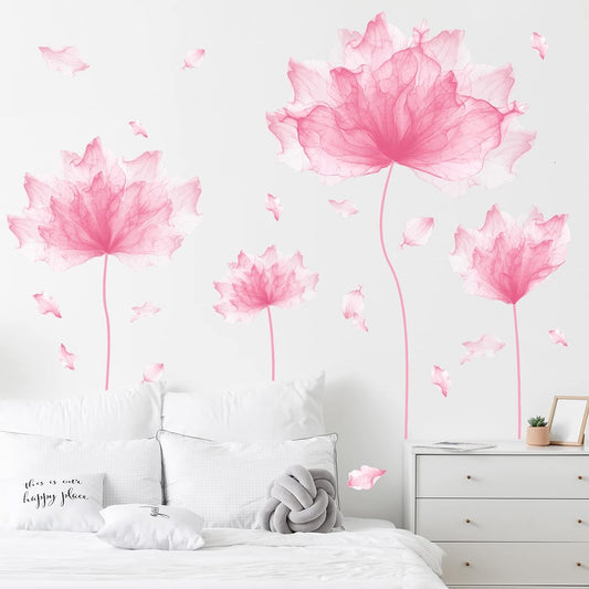 39.3'' x 32.6'' Huge Flower Petal Wall Decals Living Room Floral Wall Stickers Removable Peel and Stick Waterproof Wall Art Decor Stickers for Bedroom Bathroom Office (Pink)