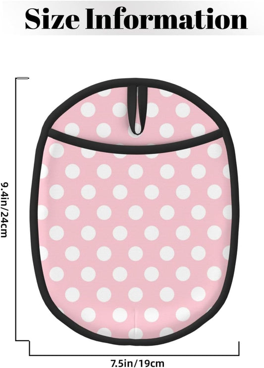 Light Pink Polka Dot Print Pot Holders for Kitchen 1 PC - Heat Resistant Oven Mitts Hot Pads with Pocket, Silicone Pot Holders with Hanging Loop, Non Slip Potholders for Kitchen Baking Cooking