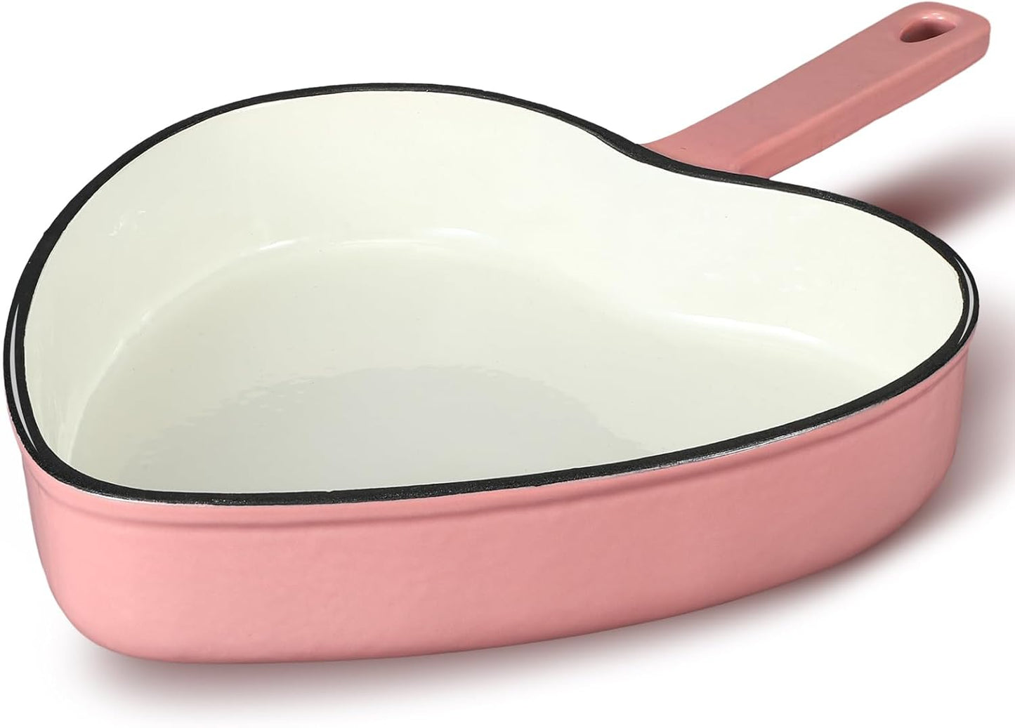 Qinyoung 9.2 Inch Enameled Cast Iron Heart Shaped Frying Pan, Pink Nonstick Heart Skillet for Oven and Stovetop, Mother's Day Kitchen Cooking Gift