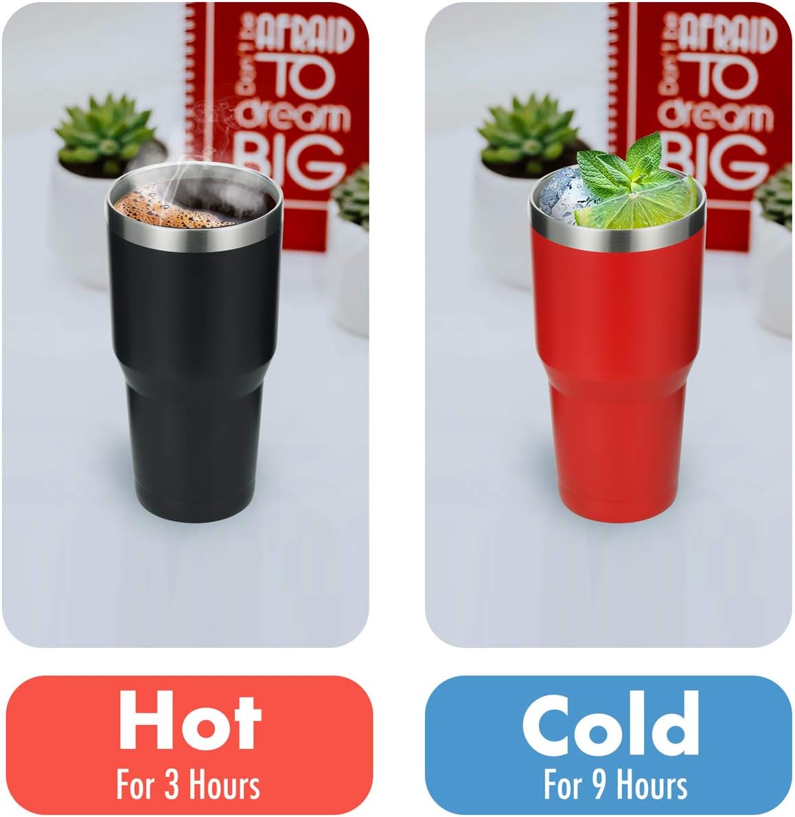 30oz Stainless Steel Tumbler, Insulated Coffee Tumbler Cup with Lid and Straw, Double Walled Travel Coffee Mug for Hot & Cold Drinks (Bright Pink, 1 Pack)