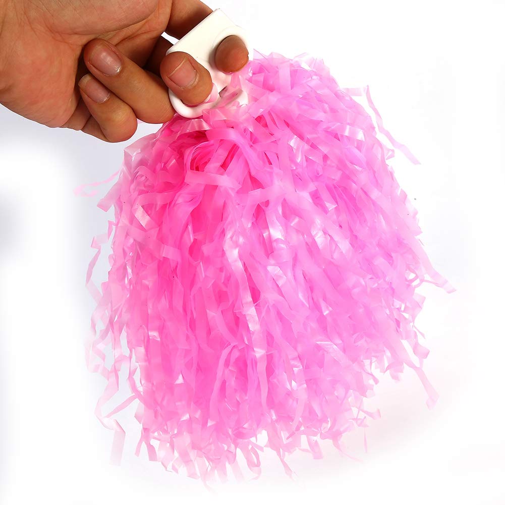 Cheerleading Pom Poms 2pcs Durable Elastic Custom Team Look for Youth Cheer Squad Sports Party Dance Accessories 8 Colors (Pink)