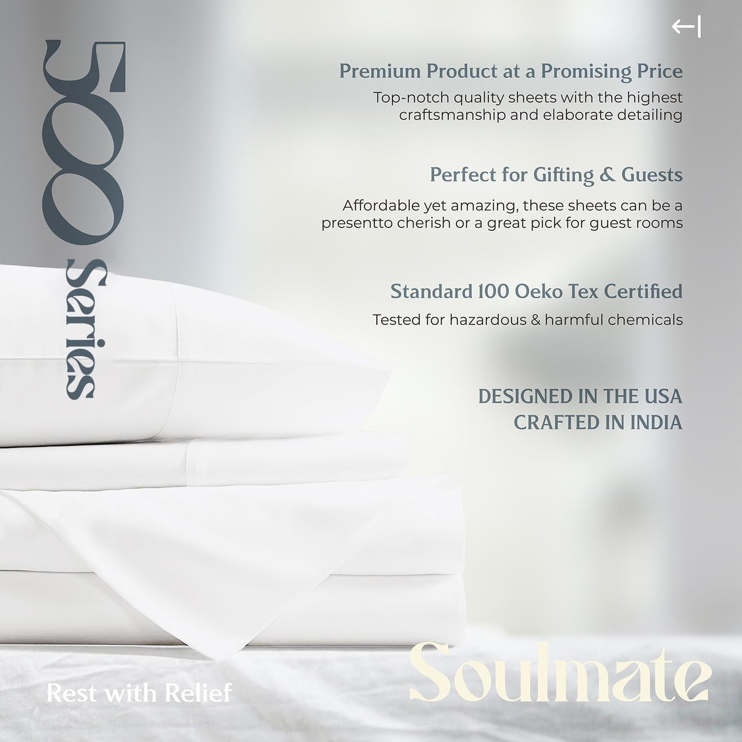 Mayfair Linen 100% Egyptian Cotton Pillow Cases Queen Size Set of 2 - Luxury 500 Series Soulmate Collection Cotton Pillowcases (Blush), Silky Soft, Cooling & Breathable Standard Size Pillow Case
