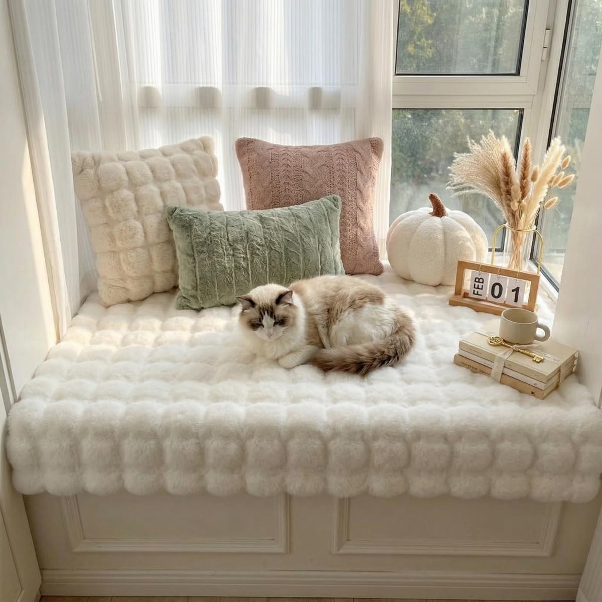 Faux Rabbit Fur Rug, 3D Bubble Fluffy Soft Runner, Rectangle Fuzzy Carpet for Living Room, Bedroom, Machine Washable Shaggy Rug,Soft rRug for Window Sill (Dusty Pink 39.3"×78.7")